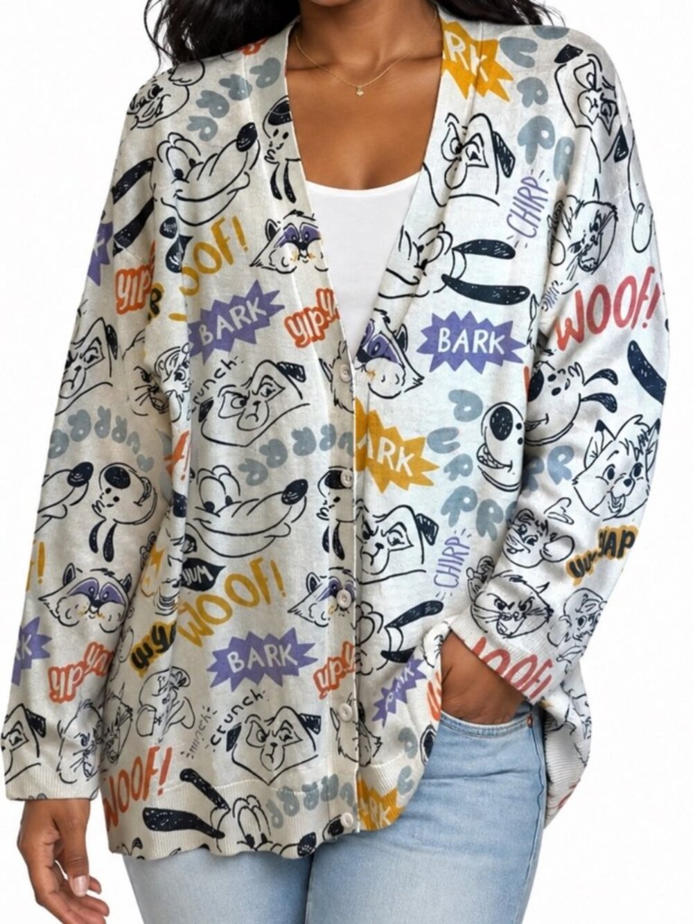 Disney Critters Long Sleeve Button Front Cardigan